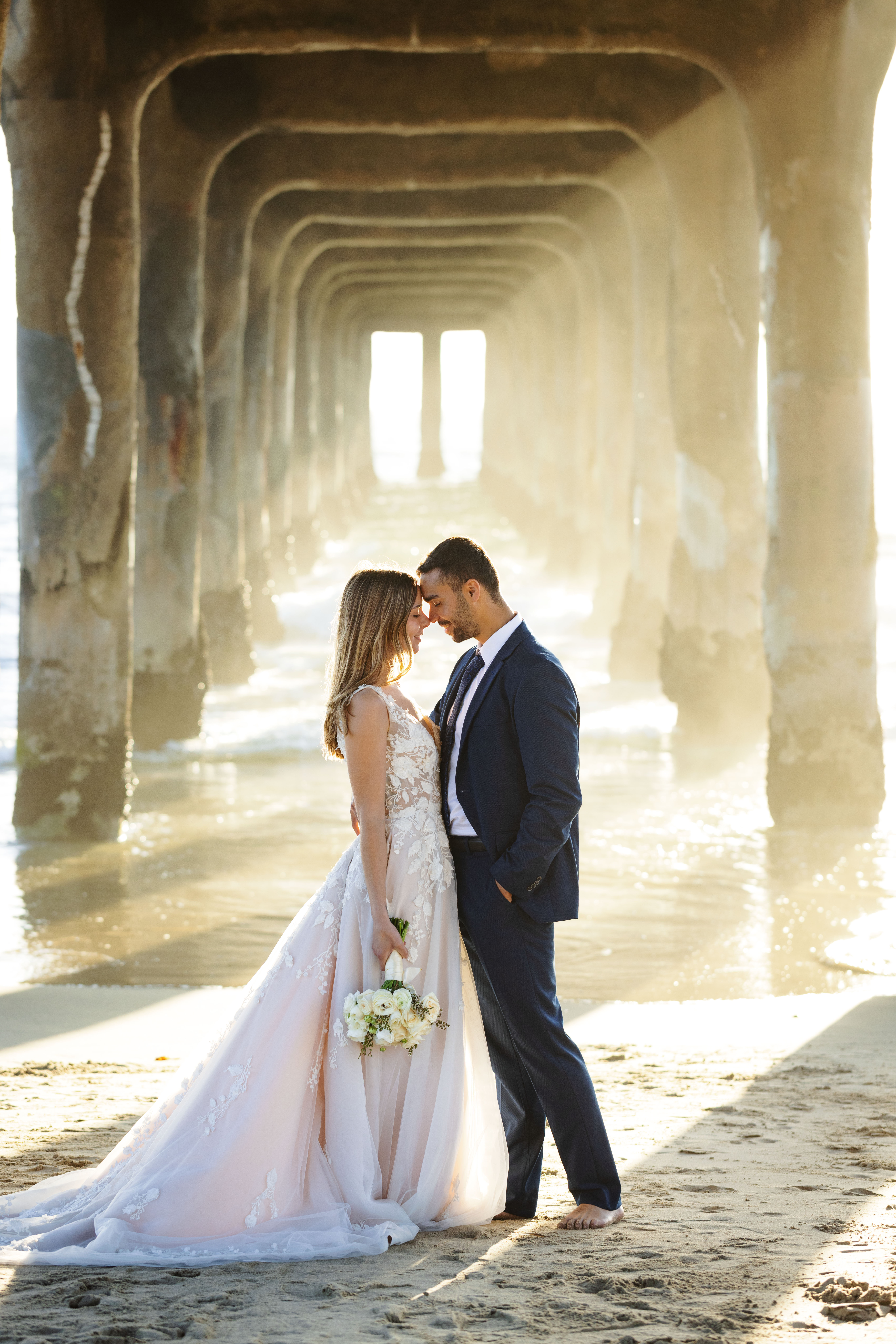 wedding dresses manhattan beach Chic Tulle A line Ivory Lace V neck Summer Beach Wedding Dress main image 1